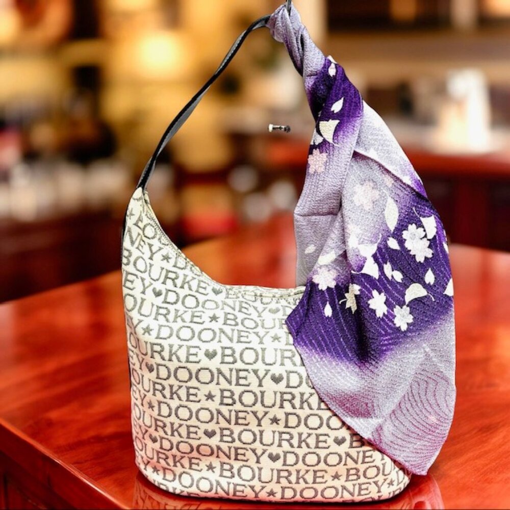 Dooney & Bourke Logo Jacquard & Leather Shoulder Bag 16"x7.5"x13" + Free Scarf - Picture 4 of 16